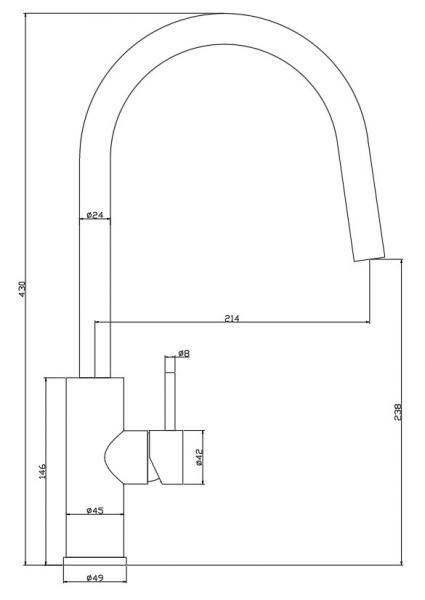 Cass&oslash;e Noba CK04 k&oslash;kkenarmatur m/udtr&aelig;k - Mat sort
