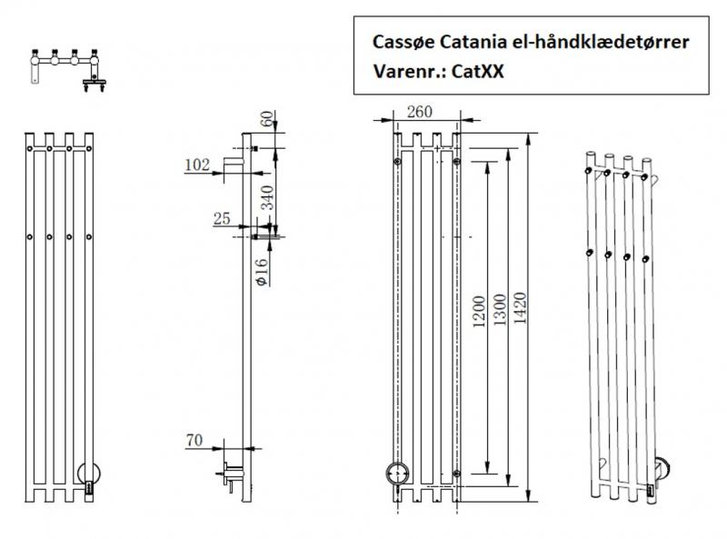 Cassøe Catania håndklædetørrer - 26x142 cm - Gunmetal