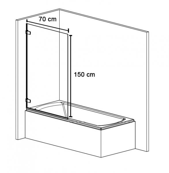 Strømberg Lucca 70 badekarvæg - Klart glas/krom