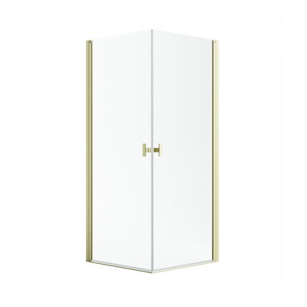 Strømberg Noma 120 bruseniche - 90x90 cm - Klar glas/børstet messing