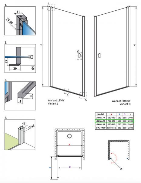 Str&oslash;mberg Noma 20 niched&oslash;r 800mm - H&oslash;jre - Krom