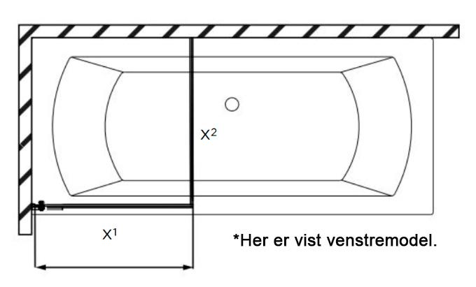 Strømberg Noma 83 badekarvæg - Klart glas/mat sort