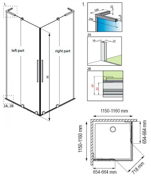 Strømberg Faro 42 bruseniche m/skydedøre 116x116 - Klar glas/krom Strømberg Faro 42 bruseniche m/skydedøre 116x116 - Klar glas/krom
