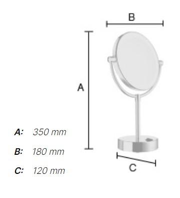 Smedbo Outline kosmetikspejl til bord m/LED lys og 5 x forstørrelse - Krom