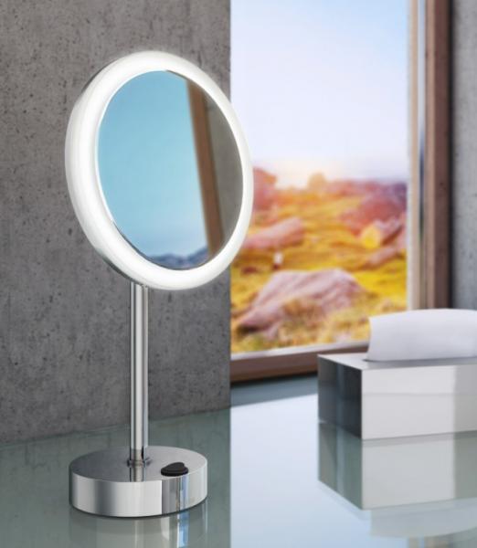 Smedbo Outline kosmetikspejl til bord m/LED lys og 5 x forstørrelse - Krom