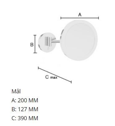 Smedbo Outline kosmetikspejl til væg m/LED lys og 5 x forstørrelse - Mat sort