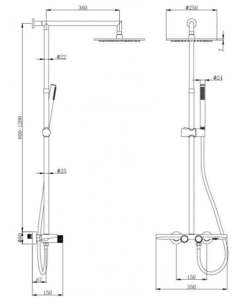 Cass&oslash;e Garda 250 komplet brusesystem m/Crystal cut - B&oslash;rstet messing