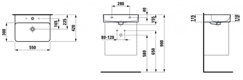 Laufen Val 55 bowlevask op til v&aelig;g - Mat hvid - 1 hanehul