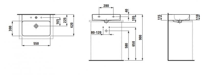 Laufen Val Compact 55 bowlevask op til væg - 1 hanehul - Mat hvid