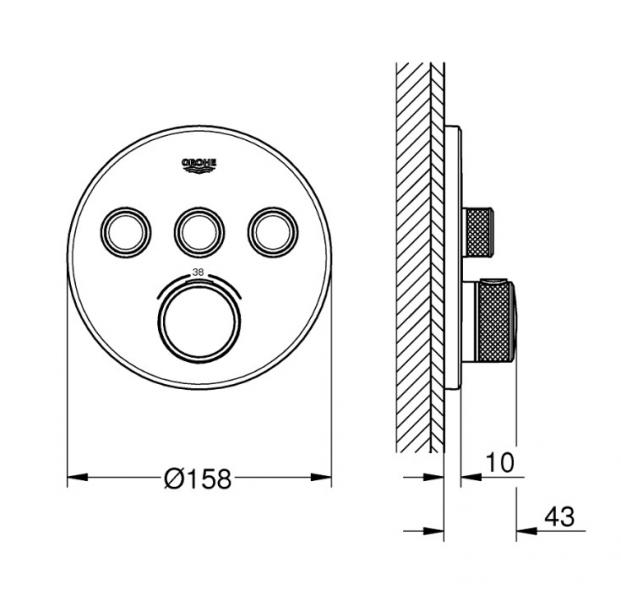 Grohe SmartControl komplet brusesystem m/SmartActive hovedbruser til indbygning - Børstet Hard Graphite