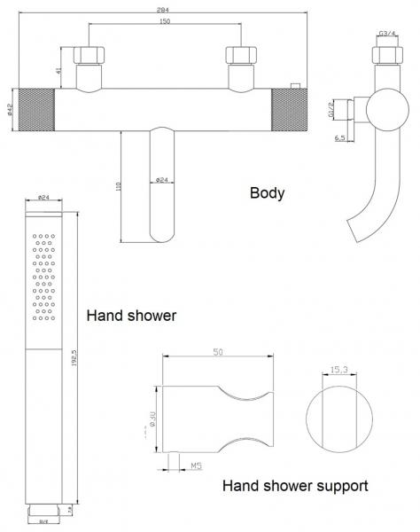 Cass&oslash;e komplet badekararmatur m/crystal cut - Mat sort