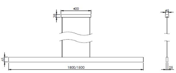 Cassøe Linea lineær pendellampe 180 cm - Mat bronze