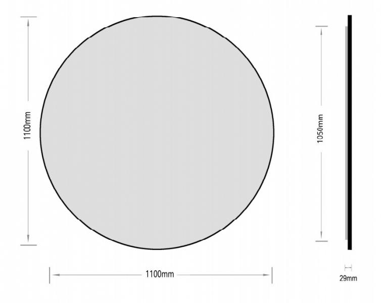 Olivia rundt spejl m/backlight og sort ramme - 110 cm Olivia rundt spejl m/backlight og sort ramme - 110 cm