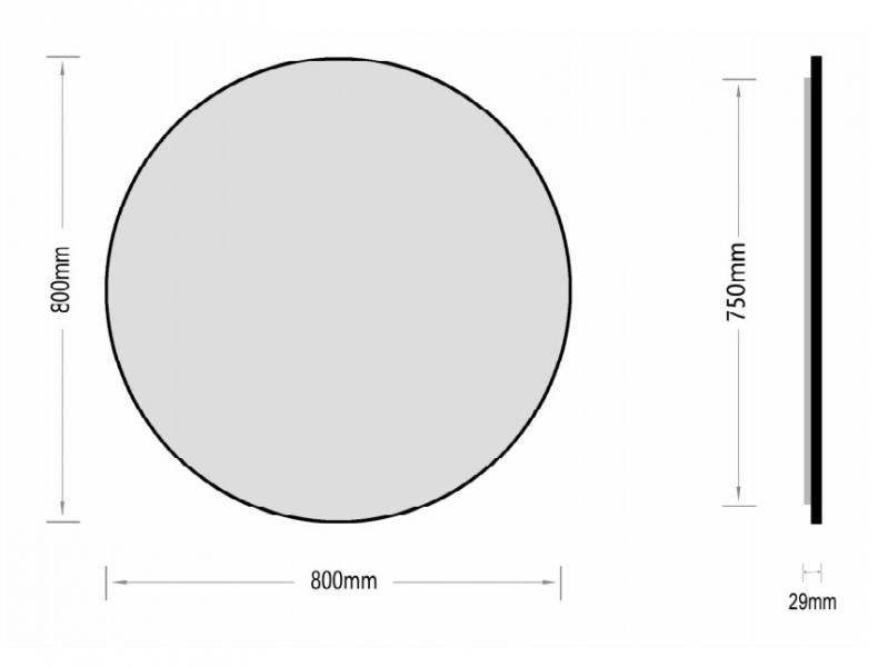 Olivia rundt spejl m/backlight og sort ramme - 80 cm