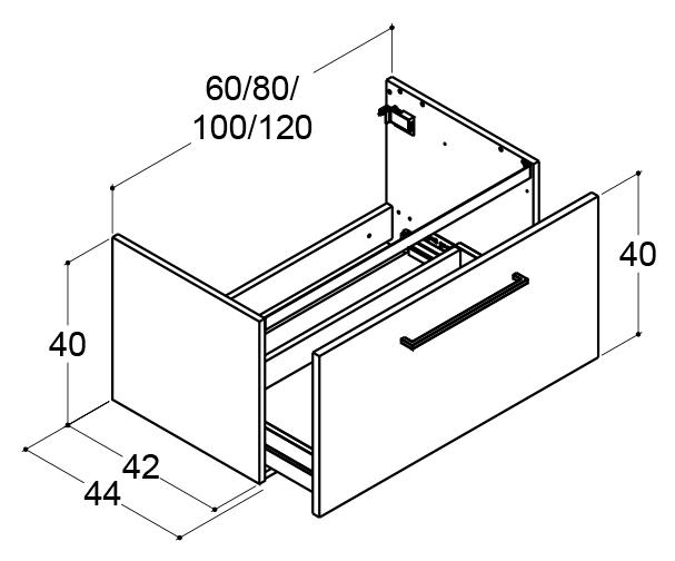 Dansani Mido+ 60 vaskeskab m/1 skuffe - Varm eg