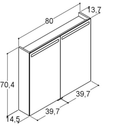 Dansani Mido+ Top spejlskab 80 - Hvid blank