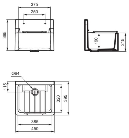 Ideal Standard Fregadero udslagsvask 455x390x355 mm