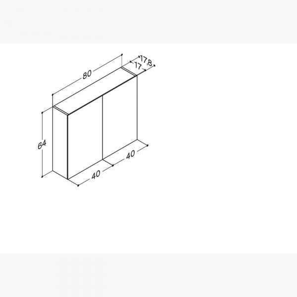 Dansani Mido+ Select 80 spejlskab - Sort struktur