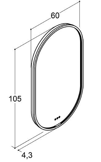 Dansani Moon spejl 105*60 m/lys og lysstyring - Børstet messing