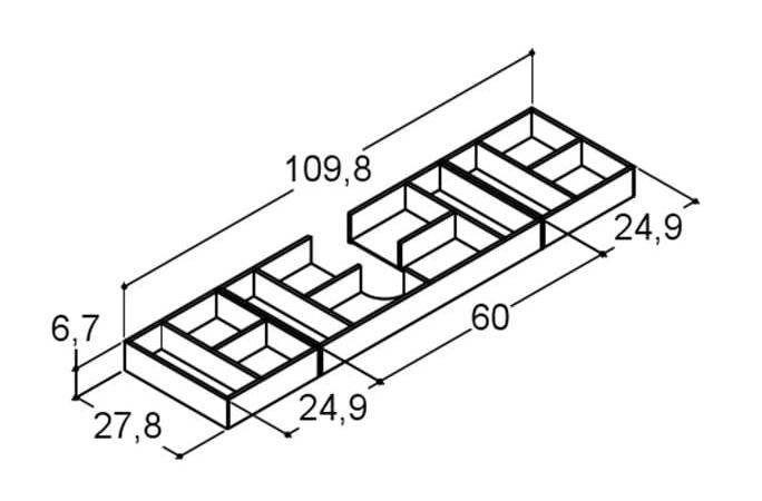 Dansani komplet indretning til skuffe 120 x 44 cm - Eg