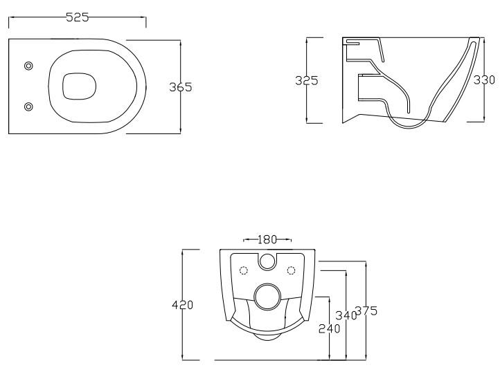 Cassøe Tour RIMless væghængt toilet inkl sæde m/softclose - Matsort