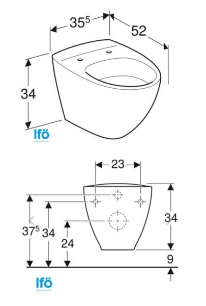Ifö Sign Art toiletpakke inkl. lav cisterne, krom trykknap og sæde m/ soft-close