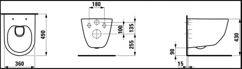 Laufen Pro Rimless Compact m/LCC toiletpakke inkl. lav cisterne, krom betjening og sæde m/soft-close