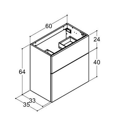 Dansani Luna Mini vaskeskab 60x64 m/skuffer - Grå mat
