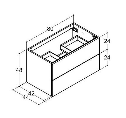 Dansani Luna vaskeskab 80x48 m/skuffer - Grå mat Dansani Luna vaskeskab 80x48 m/skuffer - Grå mat