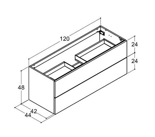 Dansani Luna Vaskeskab 120x48 m/skuffer - Sort eg