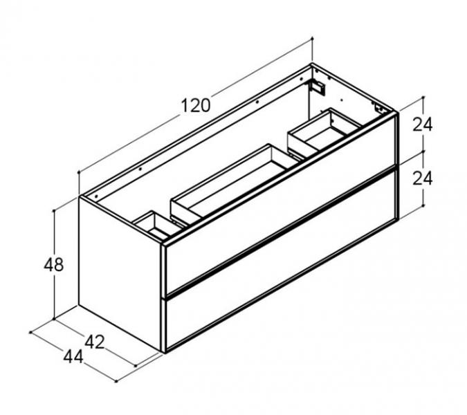 Dansani Luna vaskeskab 120x48 til dobbeltvask - Brun eg/sort ramme