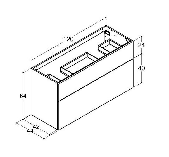 Dansani Luna vaskeskab 120x60 til dobbeltvask - Sort eg