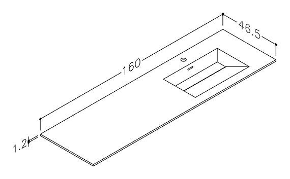 Strømberg Corian 160 møbelvask - Vask til højre - Mat hvid Strømberg Corian 160 møbelvask - Vask til højre - Mat hvid