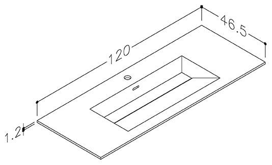 Strømberg Corian 120 møbelvask - 1 hanehul - Mat hvid