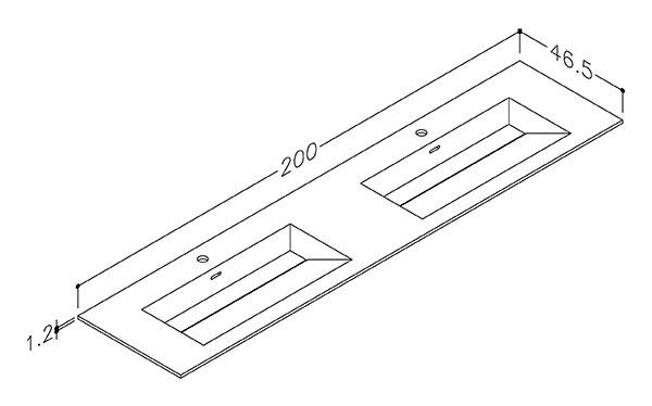 Str&oslash;mberg Corian 200 dobbelt m&oslash;belvask - Mat hvid