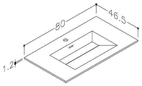 Strømberg Corian 80 møbelvask - 1 hanehul - Mat hvid