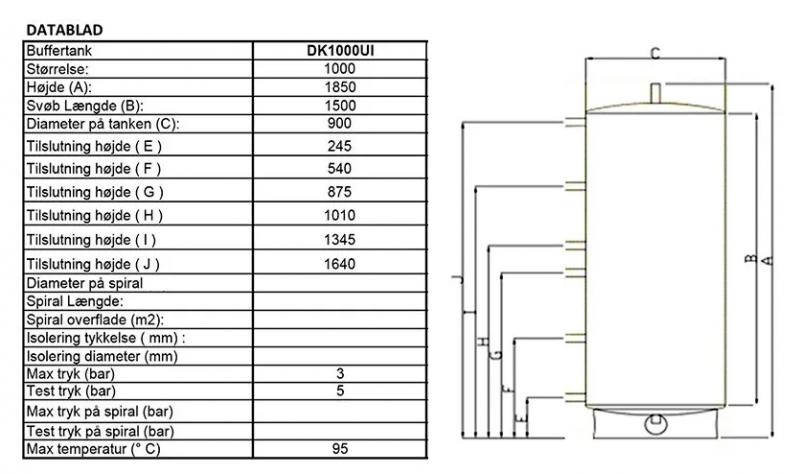 Akkumuleringstank - 1000 liter