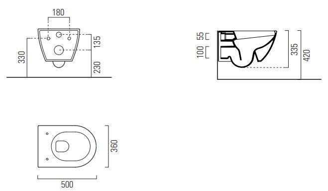 GSI Pura kompakt RIMless toiletpakke inkl. s&aelig;de m/softclose, cisterne og hvid betjening