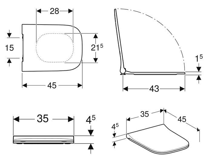 Geberit Smyle BTW gulvtoilet m/sort Monolith cisterne
