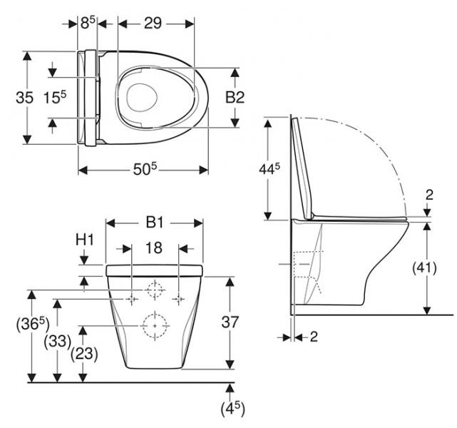 Ifö Spira Style Rimless toiletpakke inkl. sæde m/SoftClose, cisterne og betjening i kobber