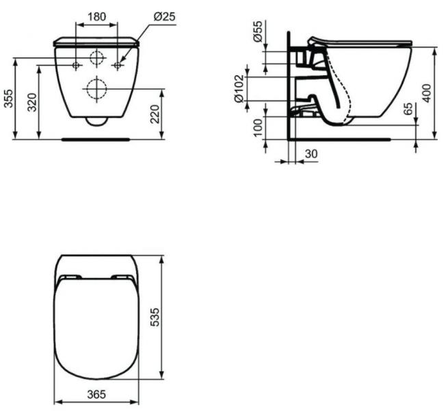 Ideal Standard Tesi mat sort toiletpakke inkl. sæde/soft-close, cisterne og mat sort betjening