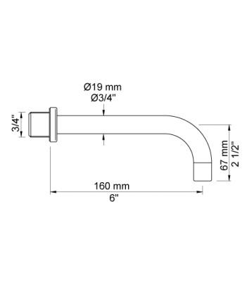 Vola fast tud - 160 mm - Messing natur
