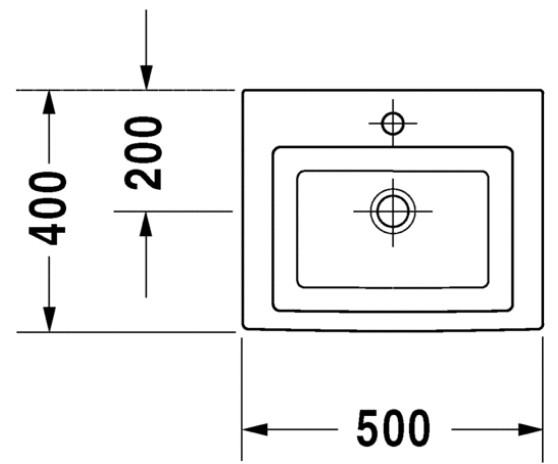 Outlet - Duravit 2nd Floor håndvask UDEN hanehul - 500mm - slebet underkant