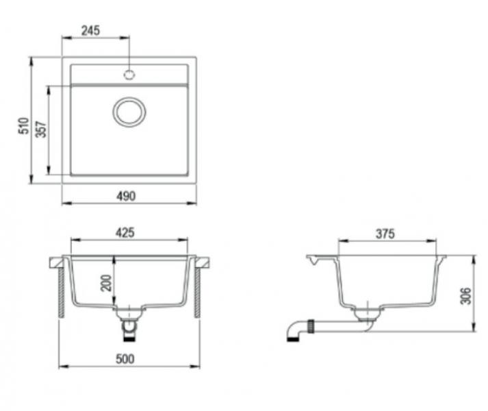 Lavabo Jupiter 50 kompositvask - Antracit-sort/sort Lavabo Jupiter 50 kompositvask - Antracit-sort/sort