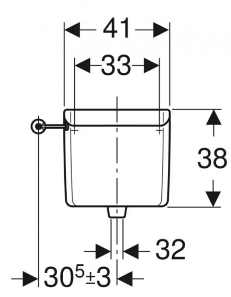 Geberit AP123 synlig cisterne, enkeltskyl, til fjernudløsning