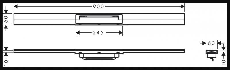 Hansgrohe RainDrain Flex 900mm afløb til fri placering - Mat sort
