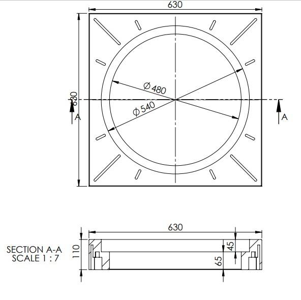 Lauridsen 425 x 110 mm firkantet karm m/ fals - Høj model