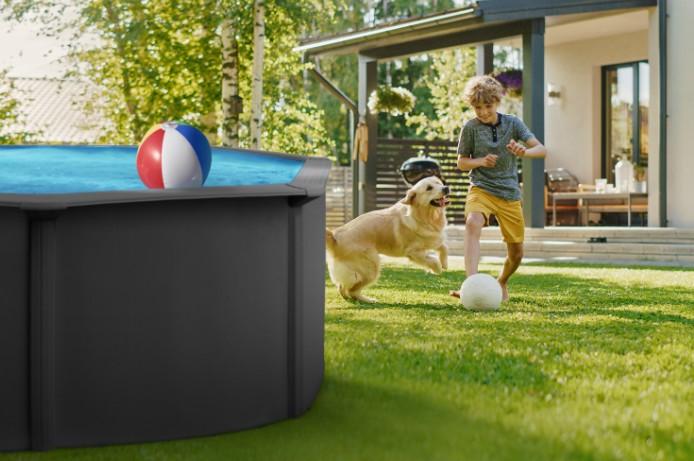 Swim & Fun Pool Oval 490 x 360 x 120 cm - Antracit Grey