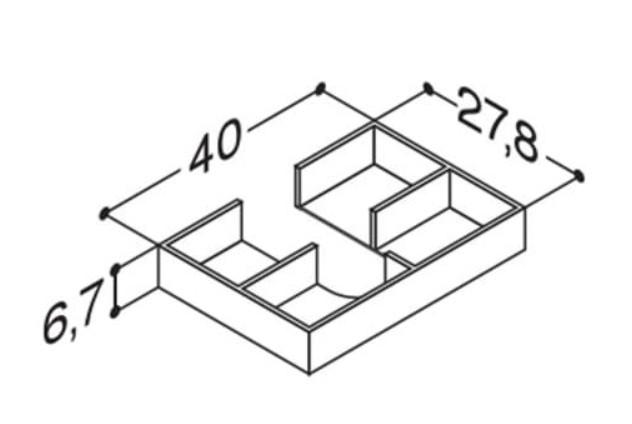 Dansani skuffeindsats m/udskr&aelig;ring - 40x28 cm - Egetr&aelig;
