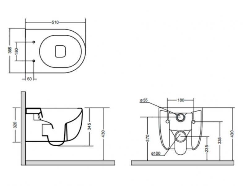 Lavabo Glomp rimless væghængt toilet - Mat sort